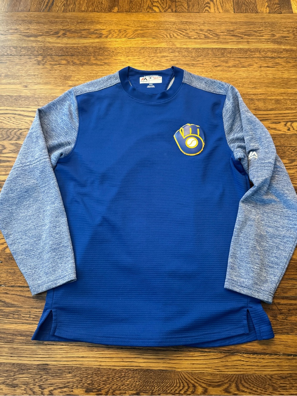 Majestic Royal Blue and Heather Gray Milwaukee Brewers Pullover
